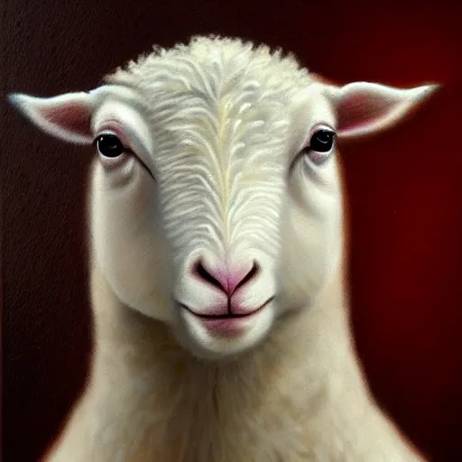 Prompt: professional painting of a white lamb surrounded by fire in the style of Dino Valls, head and shoulders portrait, symmetrical facial features, smooth, sharp focus, illustration, intricate, stormy weather, extremely detailed masterpiece,