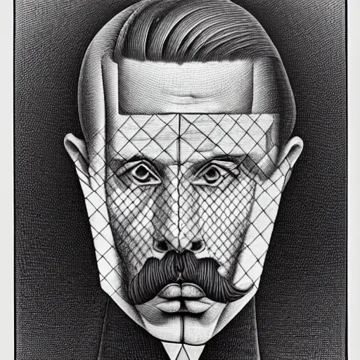 Prompt: very impossible inside - out portrait by m. c. escher