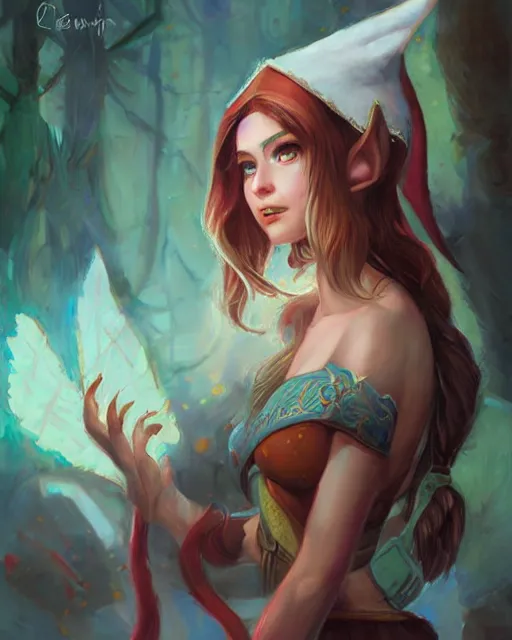 Image similar to a beautiful elf princess, oil painting, by Fernanda Suarez and ross tran