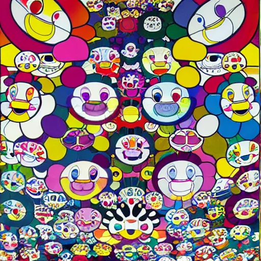 Prompt: a poster design by takashi murakami,