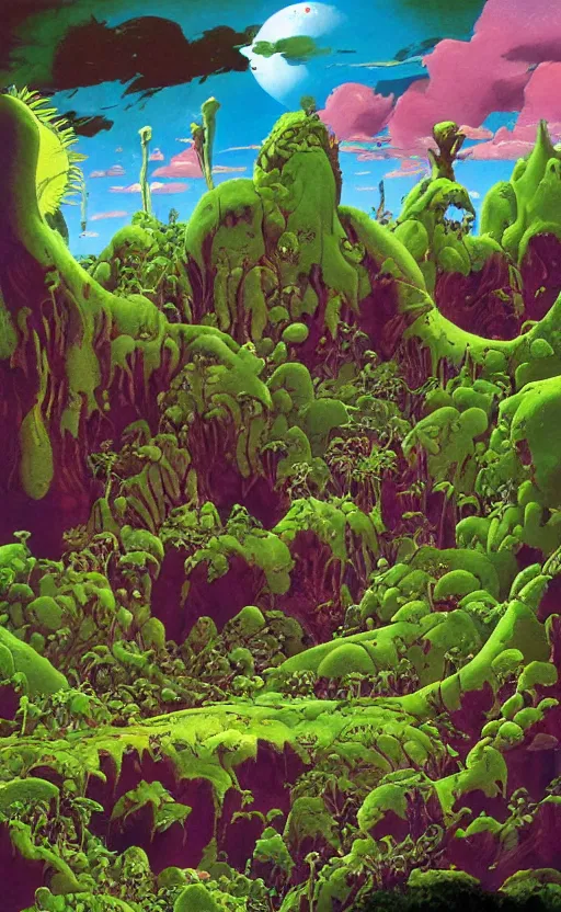 Image similar to the other world in the style of Roger Dean,