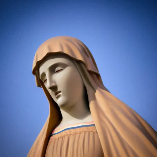 Image similar to virgin mary face statue in form of sunset clouds