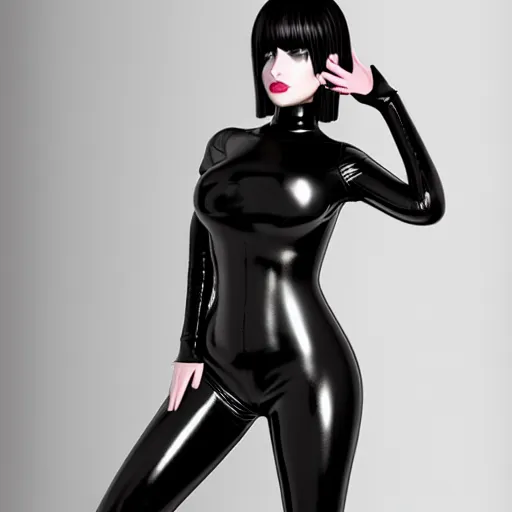 Prompt: a curvy feminine young hot pale goth cutie wearing an elegant elaborate tight latex-nylon-leather outfit, cgsociety, photorealistic, sublime-hyperadvanced-seductive ambience, 16k, smooth, sharp focus, trending on ArtStation, volumetric lighting, thin waist, fully clothed