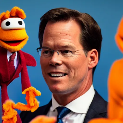 Prompt: mark rutte as a muppet