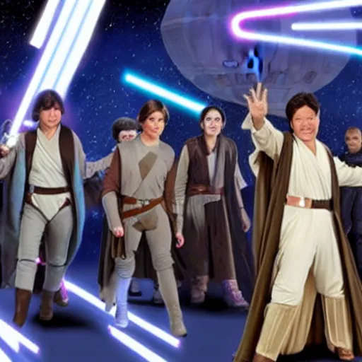 Prompt: star wars but all the cast are Michael Mcintyre