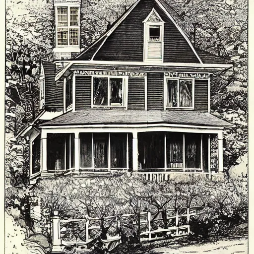 Image similar to suburban house by ed fairburn, joseph clement coll, franklin booth