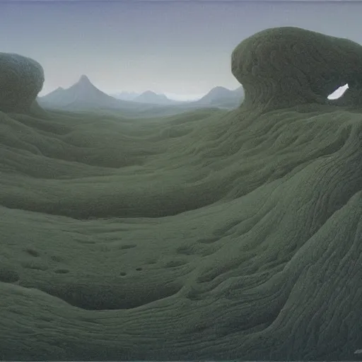 Image similar to A Landscape by Zdzisław Beksiński