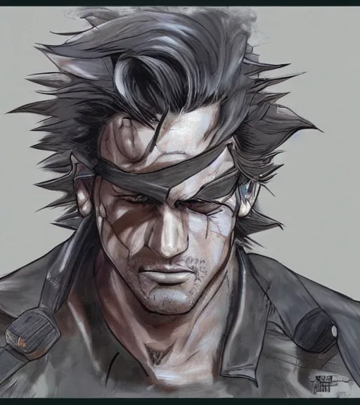 Prompt: solid snake by yoshitaka amano, concept art, colorful