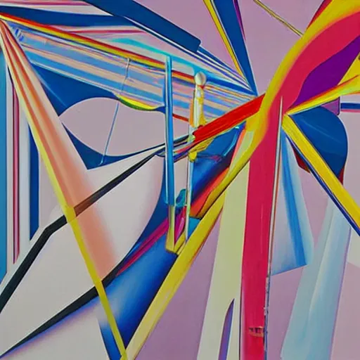 Image similar to an airbrush painting by James Rosenquist behance geometric abstract art vorticism