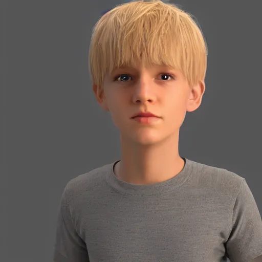 Prompt: full body unreal engine 5 render of a blonde boy with a highly detailed face