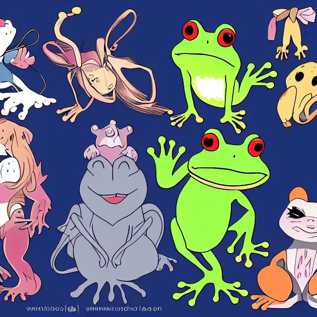 Prompt: animal, frog, character, anime