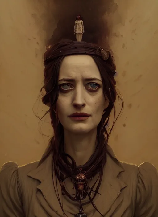 Image similar to highly detailed portrait of eva green in pathologic, stephen bliss, unreal engine, fantasy art by greg rutkowski, loish, rhads, ferdinand knab, makoto shinkai and lois van baarle, ilya kuvshinov, rossdraws, tom bagshaw, global illumination, radiant light, detailed and intricate environment