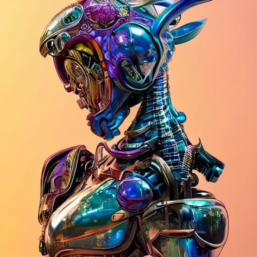 Prompt: studio portrait of chaotic evil colorful female holy mecha knight absurdly beautiful, elegant, young sensual graceful woman, ultrafine hyperrealistic detailed face illustration by kim jung gi, irakli nadar, intricate linework, sharp focus, bright colors, matte, octopath traveler, final fantasy, unreal engine highly rendered, global illumination, radiant light, intricate environment