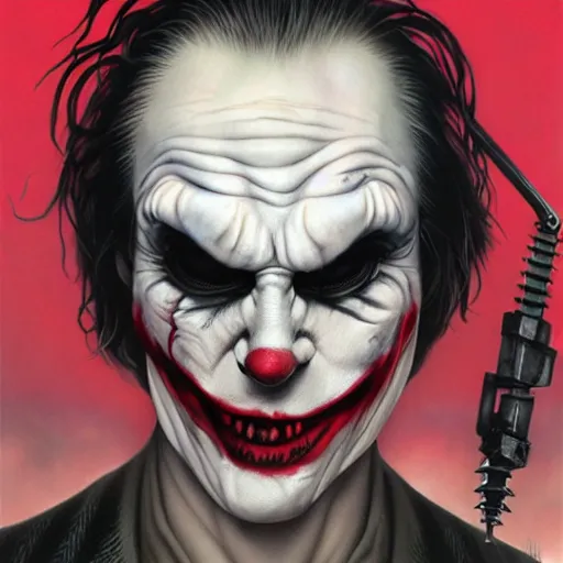 Prompt: lofi giger joker portrait, Pixar style, by Tristan Eaton Stanley Artgerm and Tom Bagshaw.