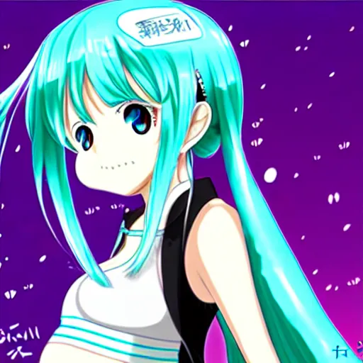 Image similar to hatsune miku pregnant with triplets at 4 0 weeks, baby movings in belly, anime art, trending on pixiv