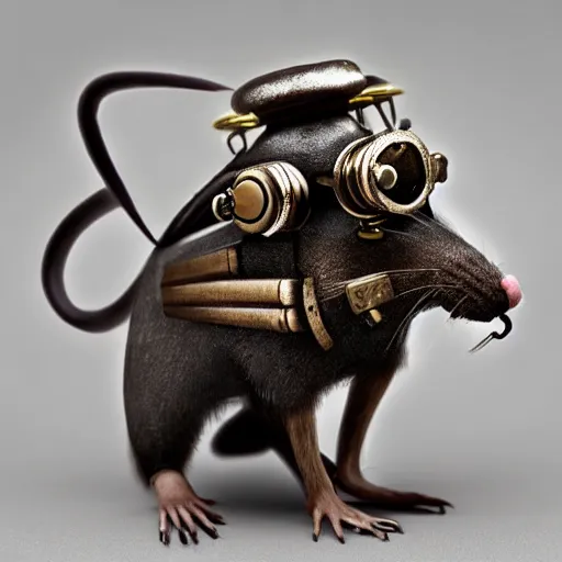 Image similar to a rat with steampunk googles, by Esao Andrew