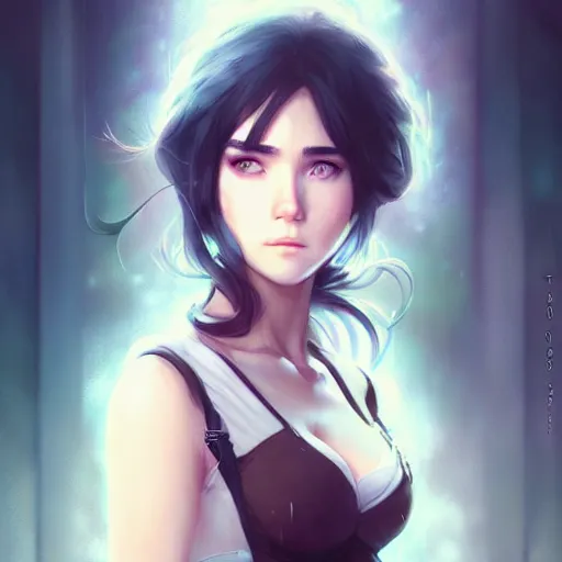 Image similar to jennifer connelly as a beautiful anime girl by wlop and greg rutkowski