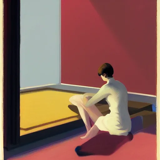 Image similar to portrait of meaningless life, by Edward Hopper and James Gilleard, highly detailed