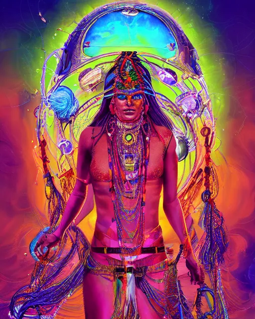 Prompt: a powerful energy psychedelic matrix indian woman, by alexander fedosav, hyper detailed digital matte painting, concept art, hyperrealism, 1 6 k resolution, cinema 4 d, 8 k resolution, trending on artstation, behance hd, a masterpiece, by stephan martiniere, particles, cel - shaded, power bright neon energy, by david a. hardy,