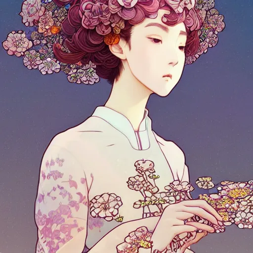 Image similar to a beautiful exquisite delicate hyperdetailed design 4 k wallpaper illustration of strawberry milk, victo ngai style, finely detailed perfect face delicate features directed gaze, style of studio ghibli, makoto shinkai, raphael lacoste, louis comfort tiffany, denoise, deblurring, artgerm, james jean, ross tran, alphonse maria mucha, chinese style