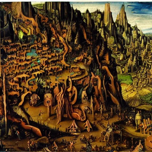 Image similar to this is hell, oil painting by albrecht altdorfer