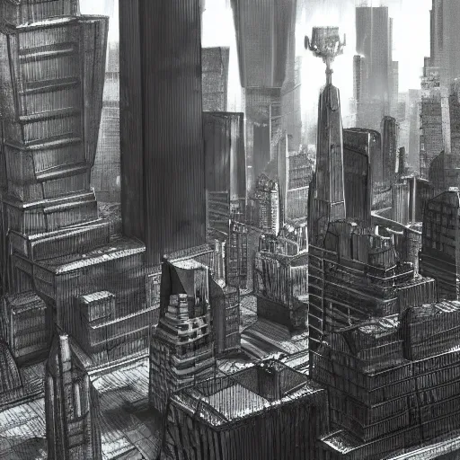 Image similar to city landscape 3d concept art, ultra realistic, metropolis, noir