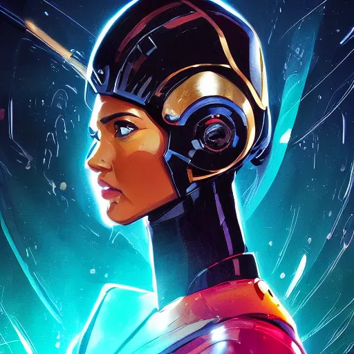 Image similar to a portrait of a stunning beautiful elite gal gadot gundam pilot, with an intricate, detailed, urban inspired hiphop afro futuristic helmet, vector behance hd jesper ejsing, rhads, makoto shinkai, lois van baarle, ilya kuvshinov, rossdraws, hd, 3 2 k, ilya kuvshinov, gustav klimt