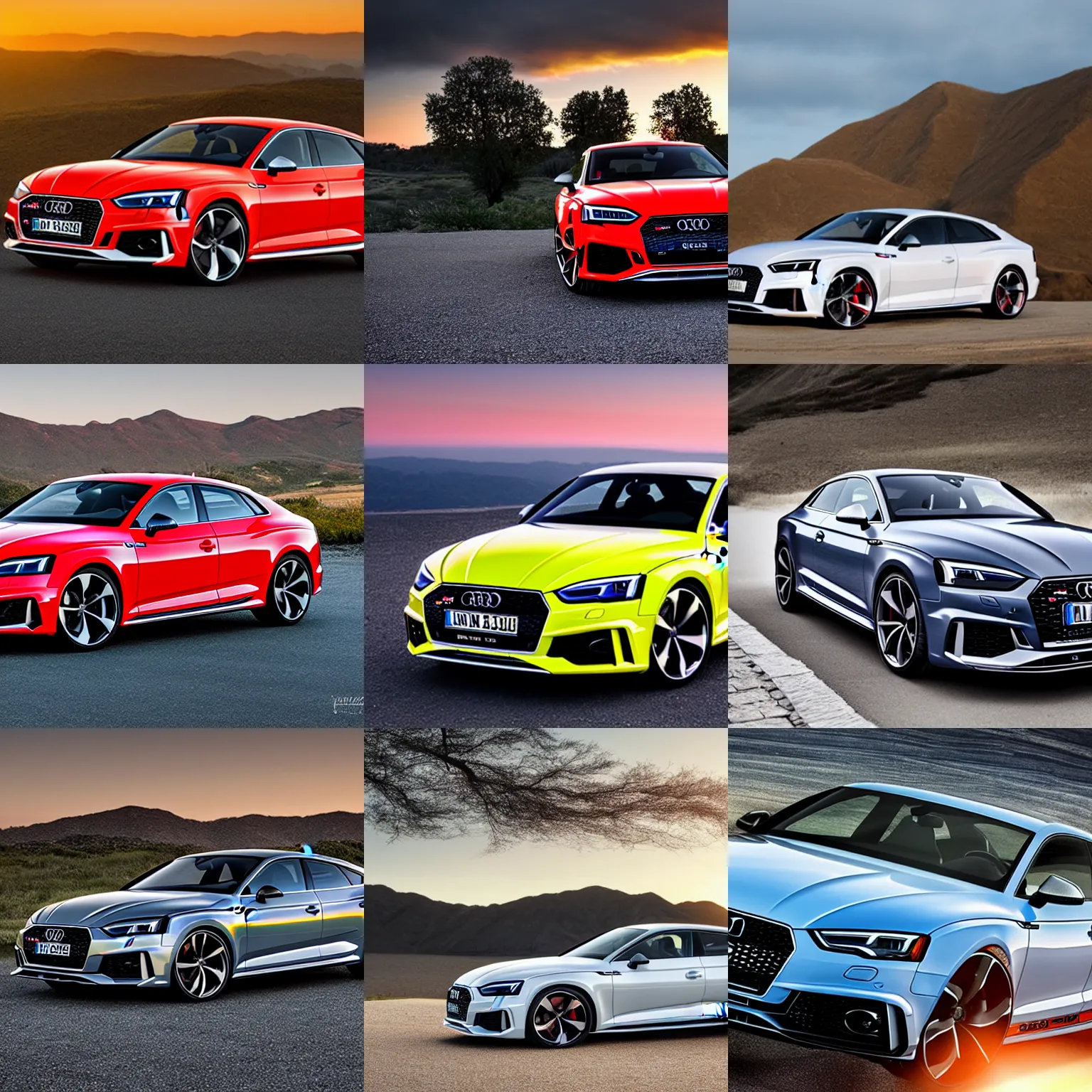 Prompt: audi rs 5 sportback, sunset