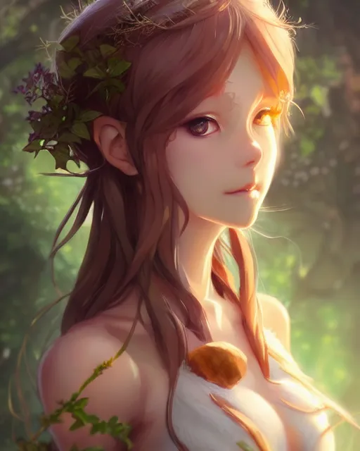 Image similar to character concept art of an anime dryad | | cute - fine - face, pretty face, realistic shaded perfect face, fine details by stanley artgerm lau, wlop, rossdraws, james jean, andrei riabovitchev, marc simonetti, and sakimichan, tranding on artstation