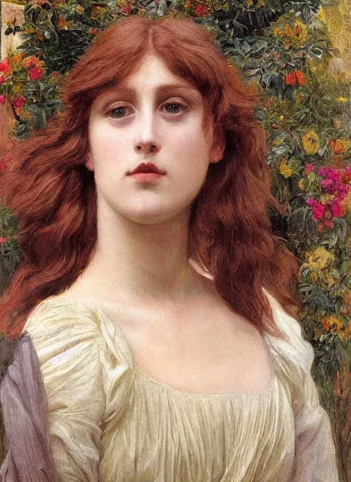 Image similar to Pre-Raphaelite young beautiful female, oil, aesthetic