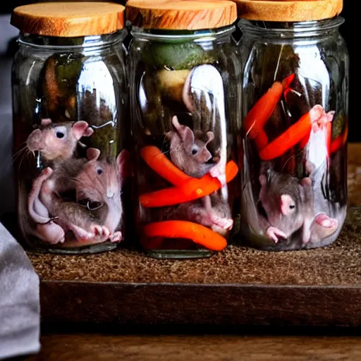 Image similar to pickled rats in a jar