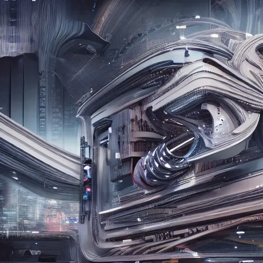 Image similar to sci-fi motherboard structure on the coronation of napoleon painting and digital billboard in the middle, unreal engine 5, keyshot, octane, artstation trending, ultra high detail, ultra realistic, cinematic, 8k, 16k, in style of zaha hadid, in style of nanospace Michael Menzelincev, in style of Lee SOUDER, colors in style of the Blade Runner 2049, in plastic, dark, tilt shift,