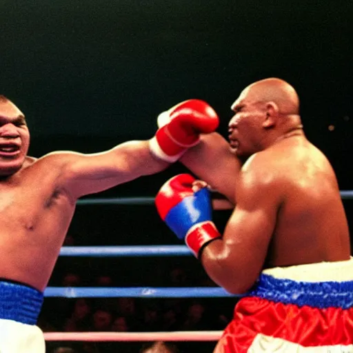 Image similar to chiquito de la calzada with a k. o. against mike tyson