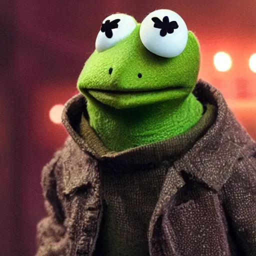 Image similar to Kermit the Frog, from Blade Runner 2049