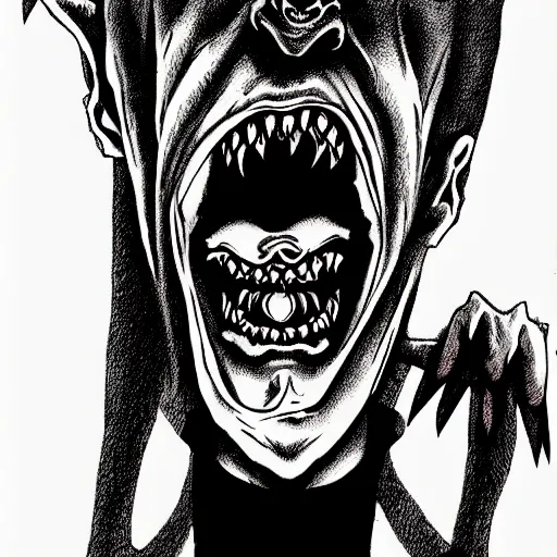 Image similar to full body portrait of villainous jester, dark, twisted, manga, comic, by junji ito. twisted. horror.