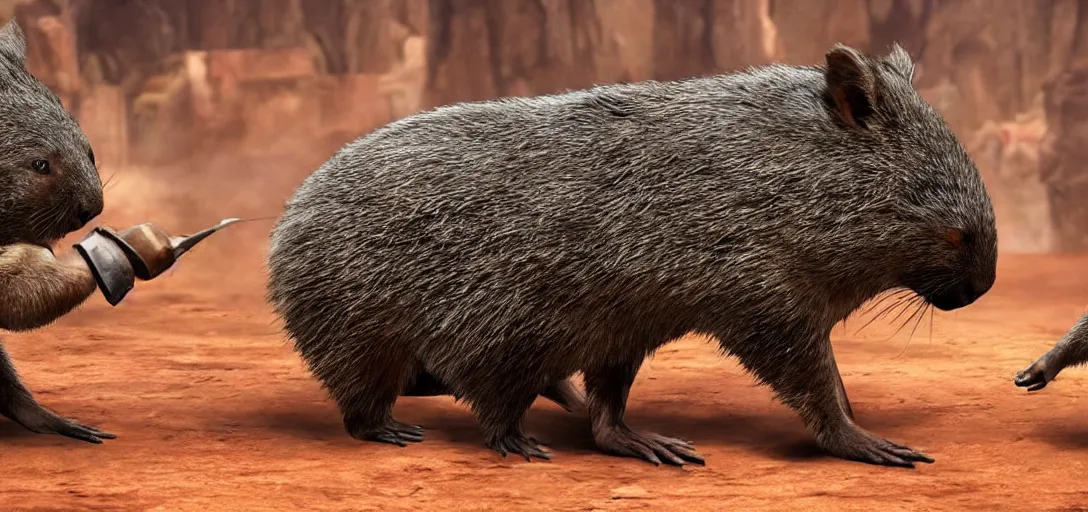 Image similar to wombat fights wombat in mortal kombat