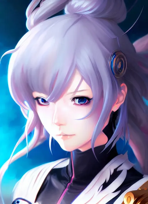 Image similar to an anime portrait of honkai impact 3 rd character mei raiden, by sakimichan, stanley artgerm lau, wlop, rossdraws, james jean, andrei riabovitchev, marc simonetti, tranding on artstation