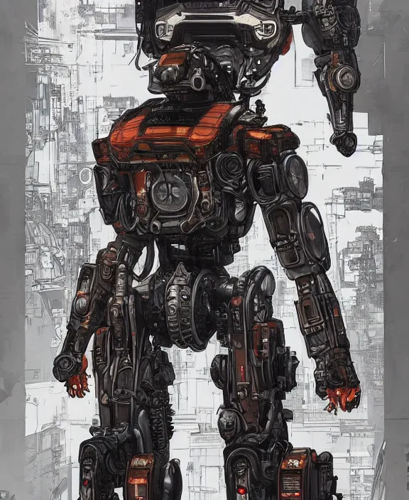 Image similar to cyberpunk pathfinder robot from apex legends character portrait, portrait by james gurney and laurie greasley and yoji shinkawa, concept art, intricate details, highly detailed, vintage sci - fi