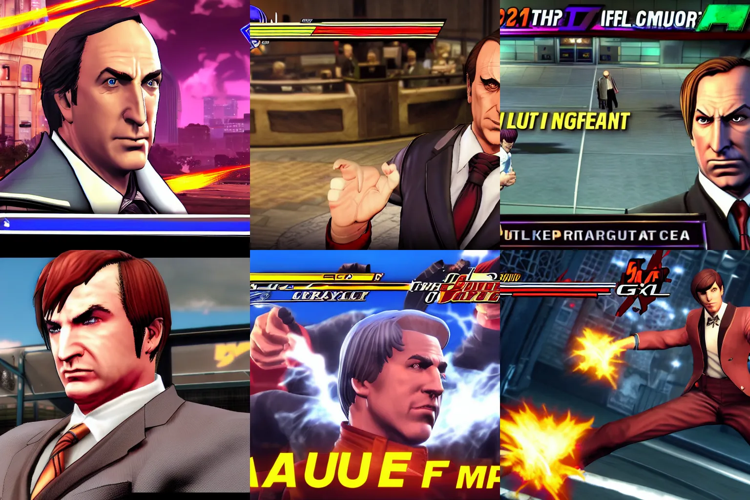 Prompt: Saul Goodman in the king of fighters XV, in game engine, HD, 4K, screenshot