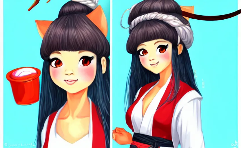 Image similar to cute sushi girl, dnd character art, portrait