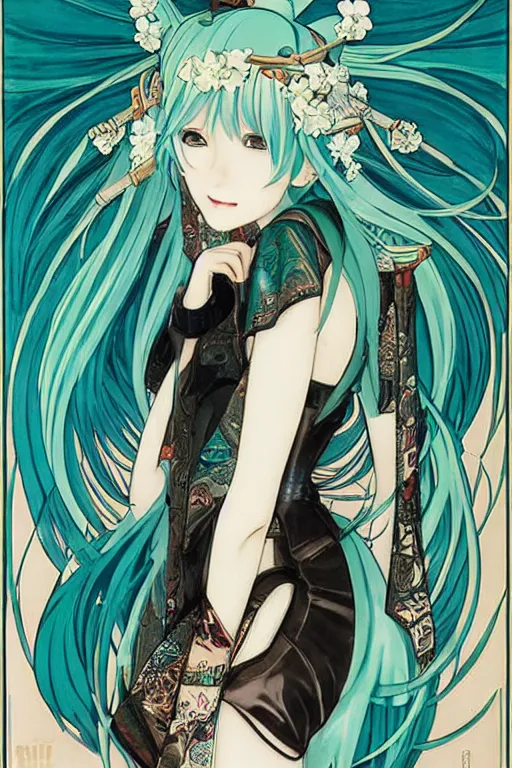 Image similar to hatsune miku by mucha