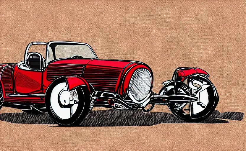 Image similar to digital illustration of a retro looking single sit electric roadster