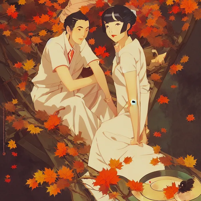 Prompt: tokyo, autumn, in the style of studio ghibli, j. c. leyendecker, greg rutkowski, artem