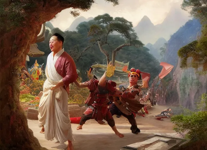 Image similar to elon musk terrorizing ancient china by vladimir volegov and alexander averin and pierre auguste cot and delphin enjolras and peder mørk mønsted