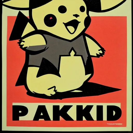 Image similar to pikachu communist propaganda poster from the 5 0 s