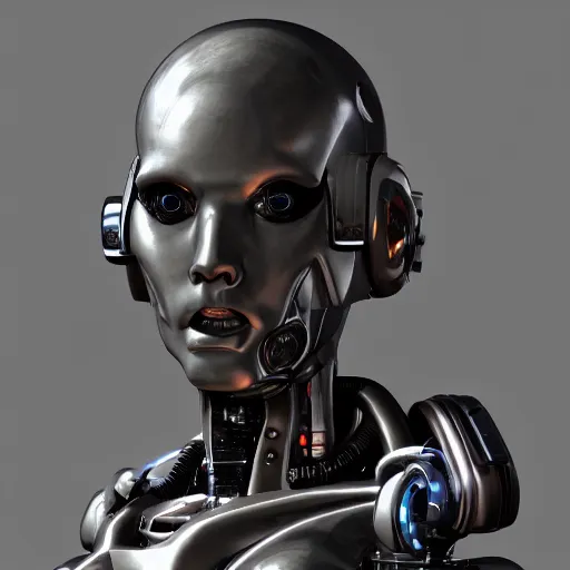 Prompt: a cybernetic version of a bugs face on a human bust, highly detailed, mecha, pinterest, ranker, fotoscape, artstation, keyshot, unreal engine