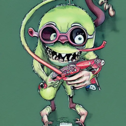 Prompt: ratfink, centered award winning watercolor pen illustration, by caroline choi, edited by range murata and ed roth