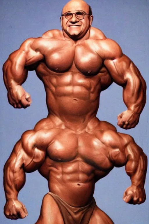 Prompt: muscular danny devito, danny devito bodybuilder, photorealistic, highly detailed,