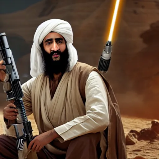 Prompt: osama bin laden in star wars episode, 8k resolution, full HD, cinematic lighting, award winning, anatomically correct