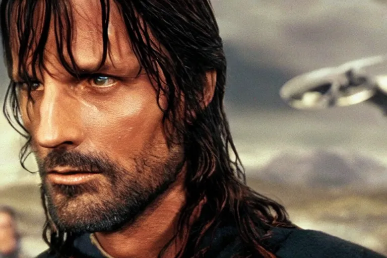 Image similar to Aragorn is the captain of the starship Enterprise in the new Star Trek movie